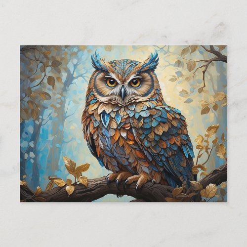 Whimsical Owl On A Branch Postcard