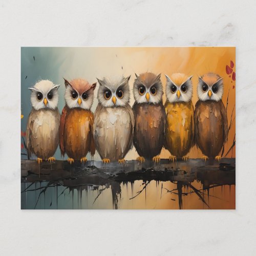Whimsical Owl on Branch Postcard