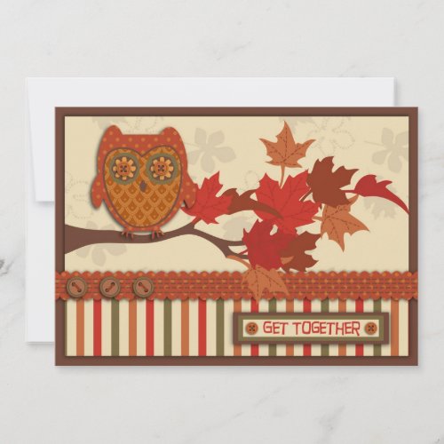 Whimsical Owl on Branch Thanksgiving Invitation