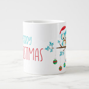 Whimsical Owl Ornament Branch Giant Coffee Mug