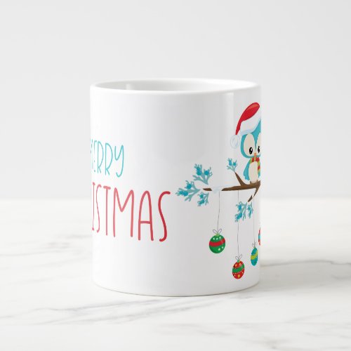 Whimsical Owl Ornament Branch Giant Coffee Mug