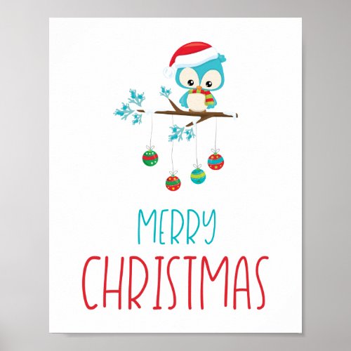 Whimsical Owl Ornament Branch  Poster