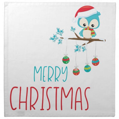 Whimsical Owl Ornaments Branch Cloth Napkin