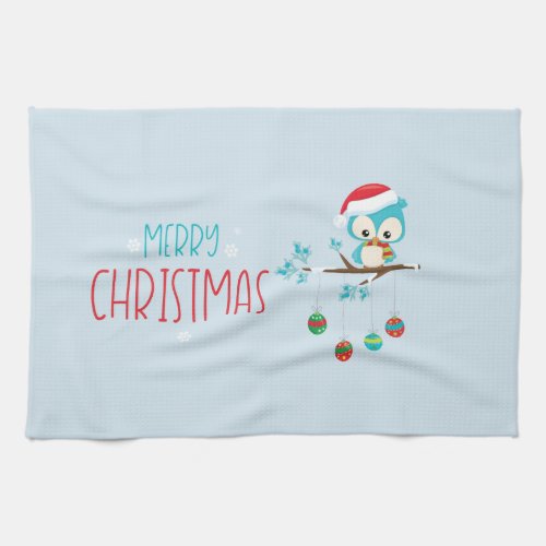 Whimsical Owl Ornaments Branch Kitchen Towel