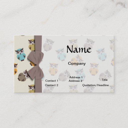 Customizable whimsical owl pattern business cards
