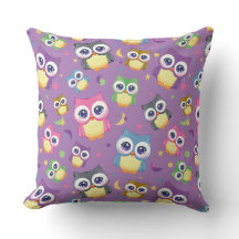 Whimsical Owl Pattern on Purple Home Decor