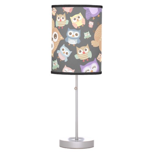 Whimsical Owl Pattern Table Lamp