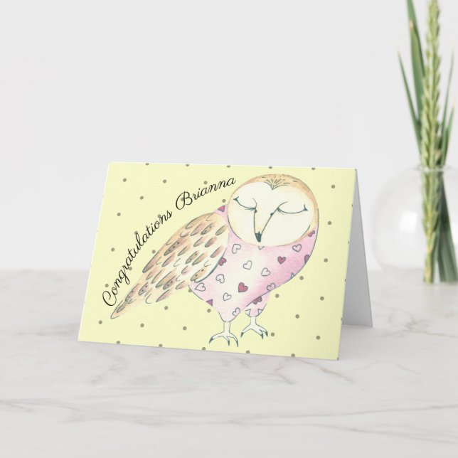 Whimsical Owl Personalized Card (Front)