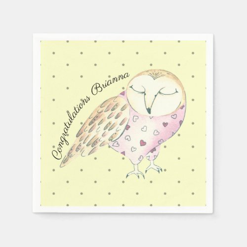 Whimsical Owl Personalized Napkins