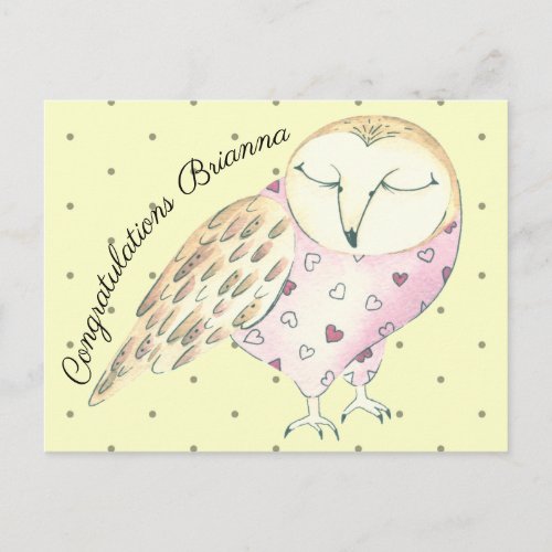 Whimsical Owl Personalized Postcard