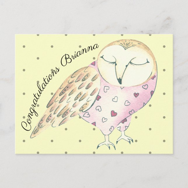 Whimsical Owl Personalized Postcard (Front)
