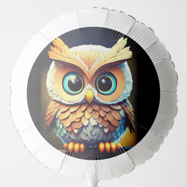 Whimsical Owl Print Balloon . (Front)