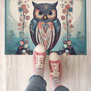 Whimsical Owl Welcome Door Mat