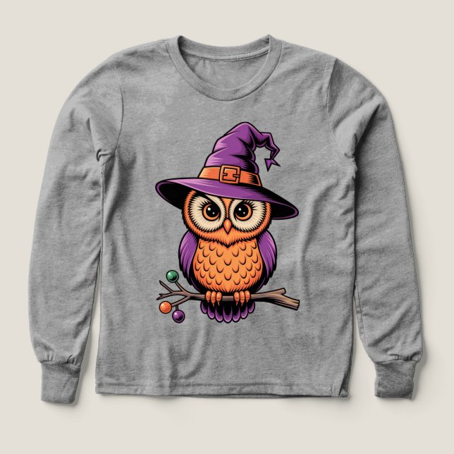 Whimsical Owl Witch Tri-Blend Shirts (Design Front)