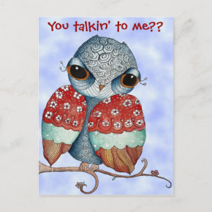 Whimsical Owl with Attitude Postcard
