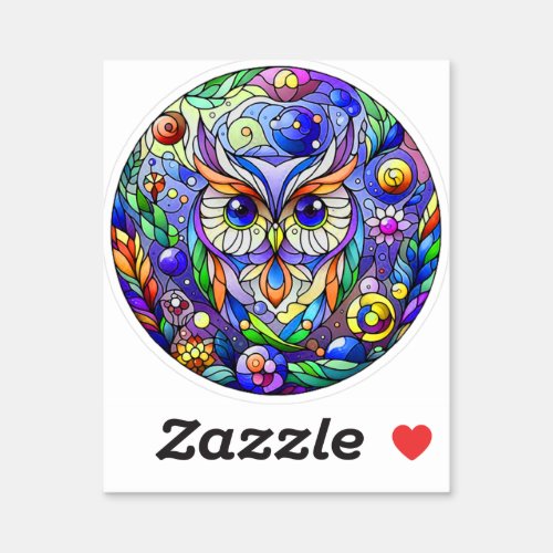 Whimsical Owl With Sapphire Eyes Sticker