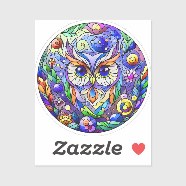 Whimsical Owl With Sapphire Eyes Sticker (Sheet)