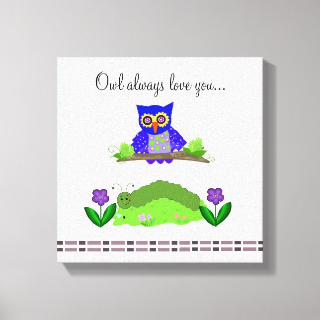 Whimsical Owl with Saying Canvas Print (Front)