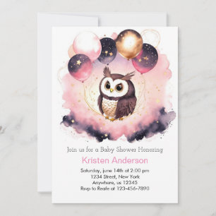 Whimsical Owl Woodland Adventure Girl Baby Shower Invitation
