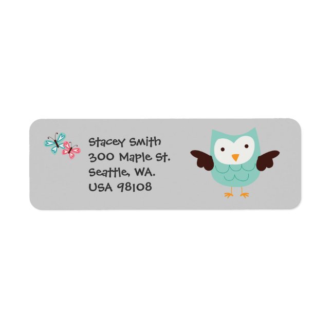 Whimsical Owls Customizable Return Address Label (Front)