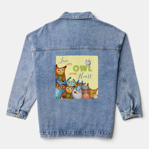 Whimsical Owls _ Love With OWL Your HEART Denim Jacket