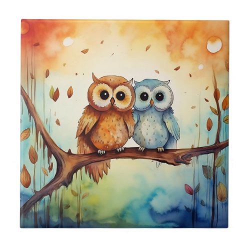 Whimsical Owls Tile