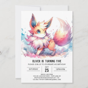 Whimsical Painted Fox Birthday Invitation