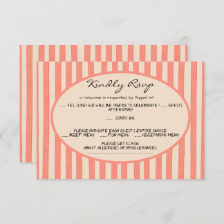 Whimsical Painted Pinstripes Wedding RSVP Card