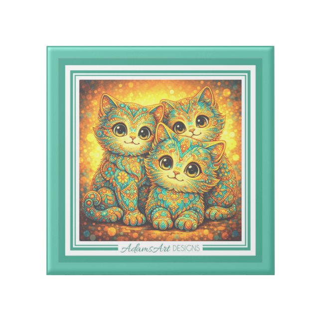 Whimsical Paisley Kittens Trio – Colorful Fantasy  Gallery Wrap (Front)