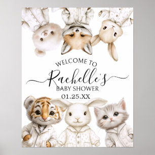 Whimsical Pajama Animals: Soft Pastel Party Accent Poster