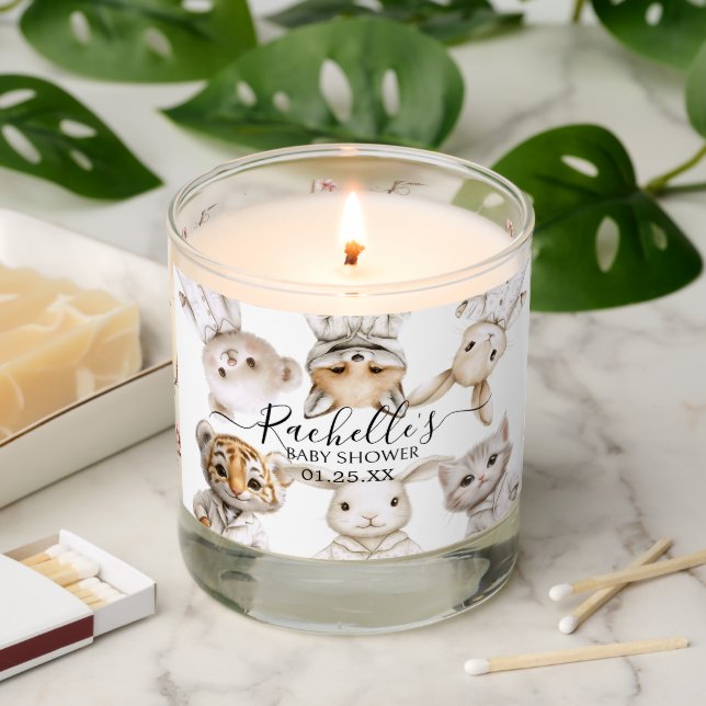 Whimsical Pajama Animals: Soft Pastel Party Accent Scented Candle (Lit)