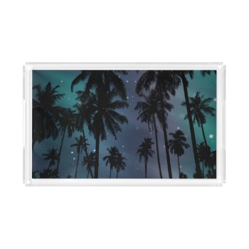 Whimsical Palm Trees And Starry Night Sky Acrylic Tray by LouiseBDesigns at Zazzle