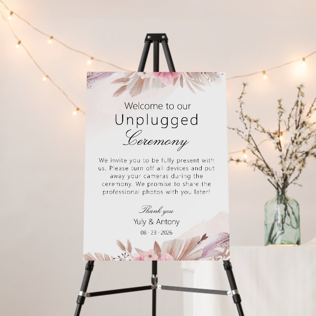 Whimsical Pampas Grass Unppluged Ceremony Foam Board (In Situ (Stand))