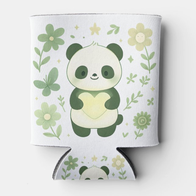 Whimsical Panda Heart Can Cooler (Front)