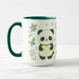 Whimsical Panda Heart Ceramic Mug