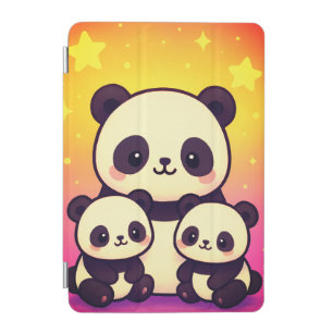 Whimsical Panda Trio in Gradient Dreamscape iPad Mini Cover