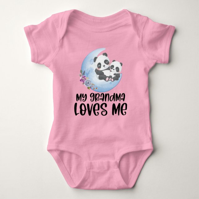Whimsical Pandas 🐼 Gift for Grandchild Baby Bodysuit (Front)