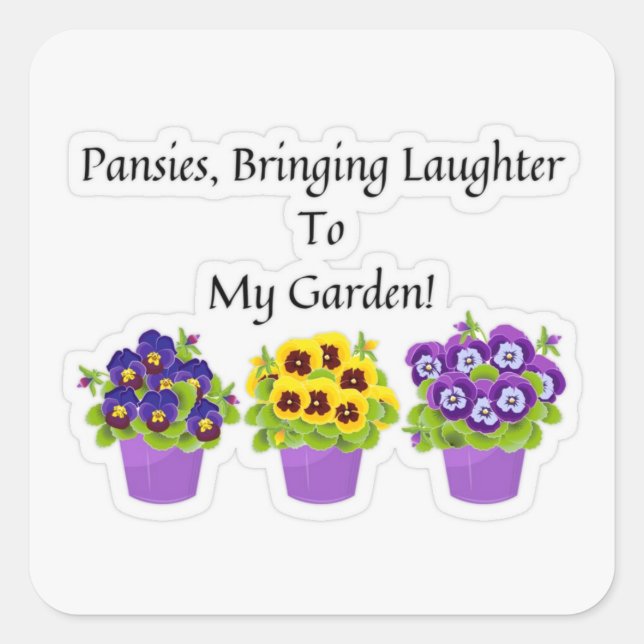 Whimsical Pansies Garden Sticker (Front)