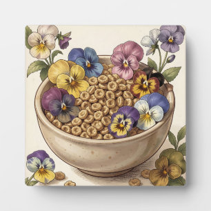 Whimsical Pansy Flower Cereal Bowl Plaque
