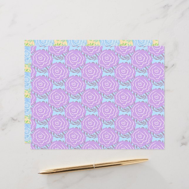 Whimsical Panted Pastel Roses 2 (Front/Back In Situ)