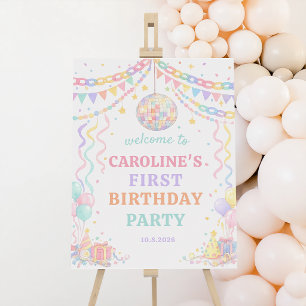Whimsical Paper Chain Disco Ball Birthday Welcome Foam Board