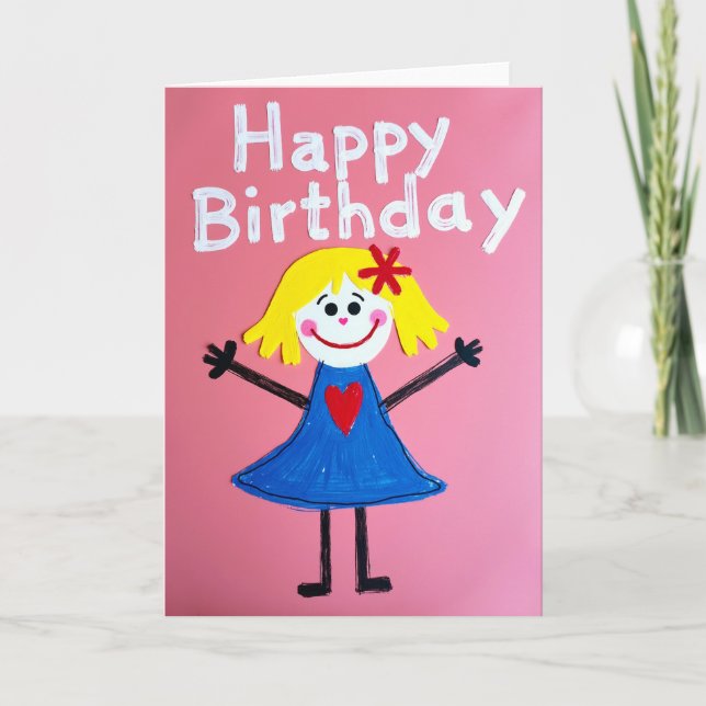 Whimsical Paper Cutout Birthday Card (Front)