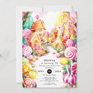 Whimsical Paradise Candyland Birthday Invitation