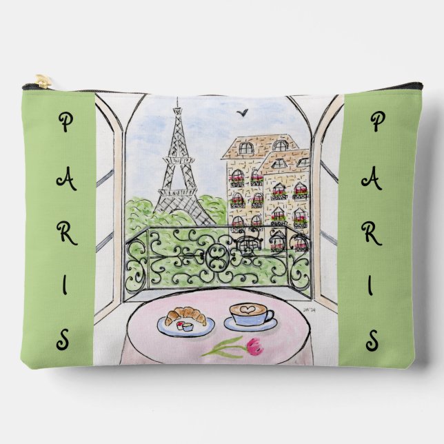 Whimsical Paris and Eiffel Tower  Accessory Pouch (Front)