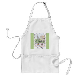 Whimsical Paris and Eiffel Tower French Chef Adult Apron