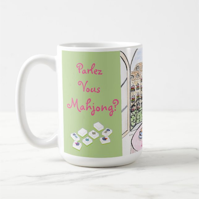 Whimsical Paris and Eiffel Tower MAHJONG Coffee Mug (Left)