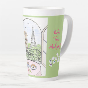 Whimsical Paris and Eiffel Tower MAHJONG Latte Mug