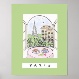 Whimsical Paris and Eiffel Tower "PARIS" Poster