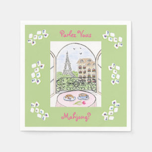 Whimsical Paris and Eiffel Tower Parley MAHJONG Napkins