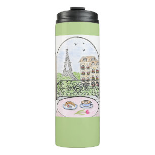 Whimsical Paris and Eiffel Tower Parley MAHJONG Thermal Tumbler